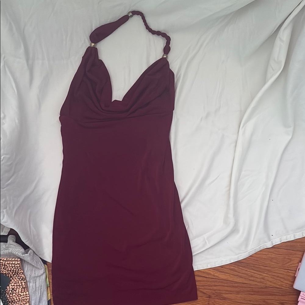 Windsor Red Halter Bodycon Mini Dress